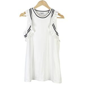 Cabi Women's White Sleeveless Top Black Stripe Size Small NWOT Nautical Coastal